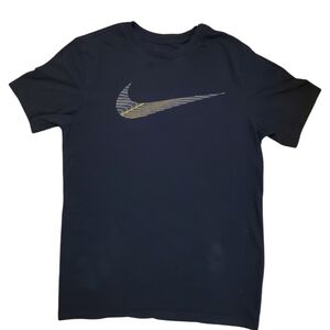 Nike Men's Black Tee with Gold Swoosh